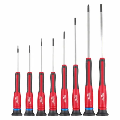 MILWAUKEE Screwdriver Set: 1-10 Pieces, 8 Pieces, Phillips/Slotted Tip - Precision Screwdriver Sets