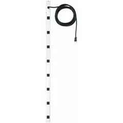 This industrial power strip distributes AC power to multiple devices in workshops, warehouses, and light industrial settings. It features 8 outlets, a 15 ft cord, and a 15 A current rating. The clip mounting style allows secure attachment to workbenches or racks. Not UL rated for healthcare.