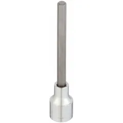 This hex bit socket features a 10 mm hex tip and a fixed insert design for secure engagement with hex-head fasteners. With an overall length of 5 1/4 inches, it is suited for driving fasteners in assembly, maintenance, and repair tasks.