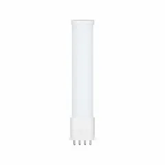 This LED lamp features a T4 form factor with a 4-pin (2GX7) base, designed for ballast-bypass (UL Type B) wiring. It delivers 550 lumens of warm-white light at 3000K and is non-dimmable. Commonly used in commercial and industrial fixtures such as troffers and wall packs where direct-wire installation is required.