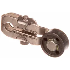 Roller lever plunger actuator for limit switches, with front roller position. Compatible with Siemens 3SE03 series limit switches. Used to mechanically actuate limit switches in industrial automation applications, detecting position of moving machinery parts.