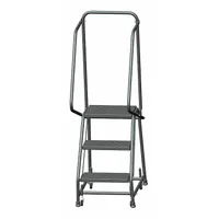 BALLYMORE Rolling Ladder: 2.4 ft Platform Ht, Unassembled, Steel, Wt-Actuated, Perforated (MPN H318P)