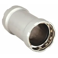 This steel press-fit x press-fit coupling is used to connect two 1 in steel pipes in press-fit piping systems. It is suitable for applications such as industrial plumbing, HVAC, and fire protection where reliable, leak-free joints are required.