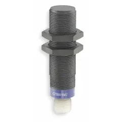 Inductive cylindrical proximity sensor with non-terminated cable, unshielded, and normally open output. Accepts dual AC/DC supply voltage of 24-240V. Used for non-contact detection of metal objects in industrial automation and control systems.