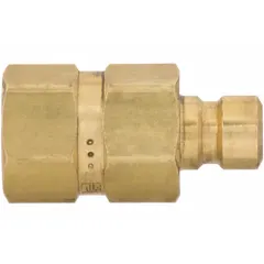 This brass-bodied quick-connect coupling plug from the Moldmate Series is designed for hydraulic systems requiring frequent connection and disconnection of fluid lines. With a 1/8"-27 thread size and a maximum flow rate of 11.36 lpm, it is suitable for applications such as injection molding and die casting where leak-free coupling changes are necessary.