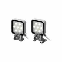 LED articulating machine tool light with 550 lm maximum brightness and 6500K color temperature. Operates on 24V DC ±10% power. Includes bracket and 3 m cable with wire leads. Tempered glass construction. Rated IP66/IP67/IP69K for dust and water ingress protection. Suitable for illumination of CNC machines, assembly lines, and inspection stations.