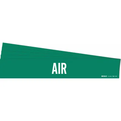 BRADY Pipe Marker: Air, Green, White, Fits 8 in and Larger Pipe O.D., 1 Pipe Markers - Air Adhesive Pipe Markers