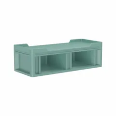 This CORTECH Endurance Bed 1.5 is a polyethylene bed frame in aqua, measuring 78 in length, 32 1/2 in width, and 24 in height. Designed for institutional use, it accommodates standard twin mattresses and resists moisture and impact.