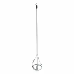 This mixing paddle from WESTWARD features a spiral head design for blending drywall mud, paint, and similar materials. It has a 3/8 in shaft diameter and a 3/8 in compatible chuck size, fitting standard drill attachments. Suitable for construction and maintenance tasks requiring thorough mixing with reduced splatter.