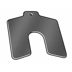 Clear vinyl untabbed slotted shim, Trade Size B, 3 in by 3 in, 0.06 in thickness. Pack of 20. Width and length tolerance +/-0.030 in, thickness tolerance +/-0.003 in. Used for precision alignment and gap filling in industrial machinery such as pumps, motors, and gearboxes.