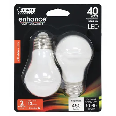 FEIT ELECTRIC Compact LED Bulb: Medium Screw (E26), LED, (A) Classic, A15, 5 W Watt, 2700K - Medium Screw Base (E26) Lamps