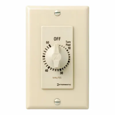INTERMATIC Spring-Wound Timer: 1 hr Max, SPST, 120/277V AC, No Wall Plate Included - Spring-Wound Mechanical Timers without Wall Plates