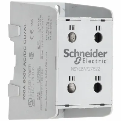 SCHNEIDER Power Distribution Block: Finger-Safe, Lug - Finger-Safe Blocks with Lugs