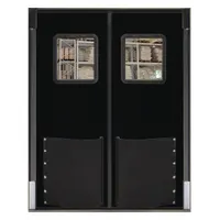 Swinging Door: Polyethylene, 2 Doors, Black, 5 ft Door Wd, 8 ft Door Ht, Window Included, 1 PR (MPN 6096RDXHDBLA)
