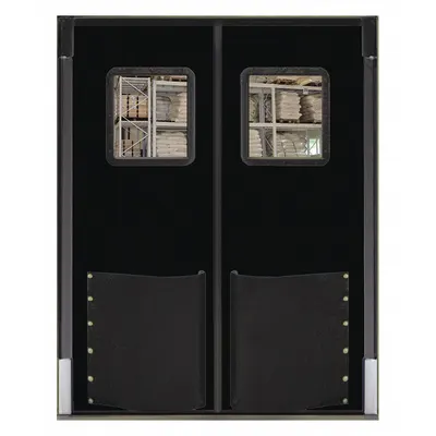CHASE Swinging Door: Polyethylene, 2 Doors, Black, 5 ft Door Wd, 8 ft Door Ht - Insulated Swinging Doors