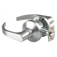 This passage lever lockset is designed for interior doors where locking is not required, such as hallways or closets. It features a satin chromium-plated die cast zinc finish, ADA-compliant lever, and Large Format Interchangeable Core (LFIC) for key control. ANSI F89 function with no visual indicator. Not ligature-resistant