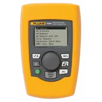 The FLUKE 709H is a loop calibrator that sources, simulates, and measures mA signals, reads DC voltage, and provides loop power. It features a Quick-Set Knob, supports HART communication, and includes AC280-5001 SureGrip Hook Clips. Current accuracy is 0.01% +/-2 counts, voltage accuracy is 0.01% +/-2 counts. NIST calibration certificate included. Used for troubleshooting and calibrating process control loops