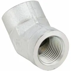 This threaded pipe elbow features 1 1/4 in Female NPT connections on both ends, allowing a 90-degree change in direction for high-pressure piping systems. Rated for a maximum operating pressure of 1,000 psi, it is suitable for hydraulic and pneumatic fluid power applications requiring leak-resistant joints.