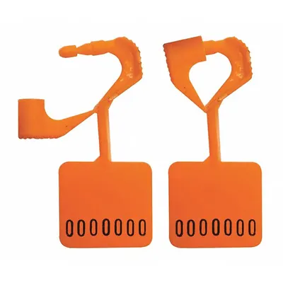 ELC SECURITY PRODUCTS Padlock Seals: Orange, Plastic, 13 lb Breaking Strength, 6 mm Lock Wd - Plastic Hasp Padlock Seals