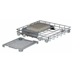 Stainless steel rack accessory for glassware washers, designed to hold test tubes securely during cleaning cycles. Includes nylon fasteners. Overall height of 5 inches.