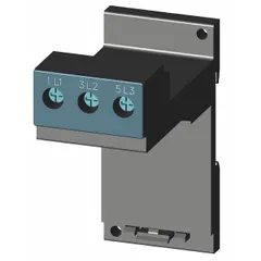 This stand alone assembly support is designed for mounting Siemens overload relays and contactors in standalone configurations. It is used in industrial motor control panels and electrical distribution systems to secure components without additional mounting hardware.