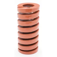 This RAYMOND die spring is a JIS-series, alloy steel spring with a cylindrical shape and closed, ground ends. It measures 2 23/64 inches in length and is supplied in a pack of 5. Designed for use in stamping dies, metal forming, and press tooling, it provides controlled force and return action under high cyclic loads.