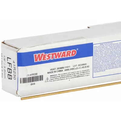 WESTWARD Low-Fuming Bronze Brazing Alloy, RBCuZn-C, 1/8 in x 36 in, Bare - Low-Fuming Bronze Brazing Alloys