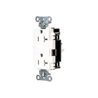 HUBBELL Receptacle: Decorator Duplex, 5-20, White, 125V AC, 20 A, 2 Pole / 3 Wire (MPN HBL2162STW) - General Purpose Receptacles
