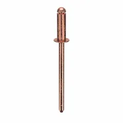This inch-series domed-head blind rivet has a 0.122" diameter, 3/8" body length, and 1 15/32" overall length. It is used for general-purpose fastening where a low-profile, finished appearance is required, such as joining sheet metal, plastics, and other materials in industrial assembly and fabrication. Supplied in a 500-piece pack.