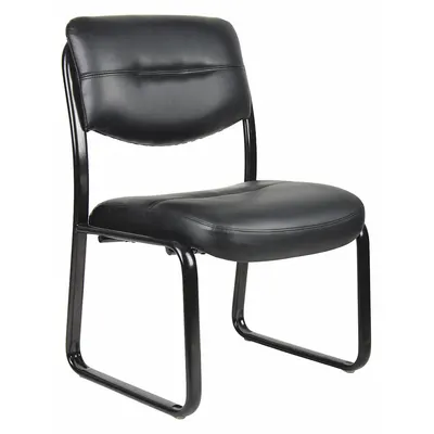 BOSS Frame Chair: Black, Black, 0 Casters/Glides, Lumbar Support, 23 in Overall Wd - Guest & Side Chairs
