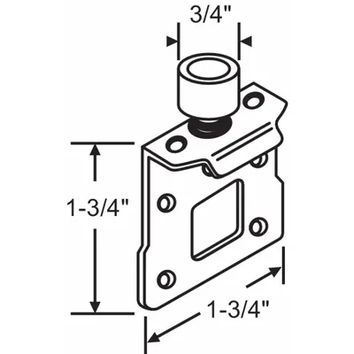 OEM APPROVED VENDOR Roller Bracket, 1-3/4 in x 1-3/4 in, 100 lb Capacity - Hanging Door Rollers