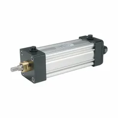 NFPA aluminum square-head cylinder with 1 1/2 in bore and 4 in stroke. Single rod, tie-rod design with non-magnetic piston and side tap. Suitable for linear motion in industrial automation, packaging, and material handling applications.