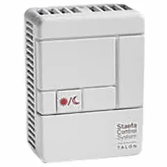 Wall-mount room temperature sensor with flush-mount plastic housing. Measures ambient temperature from 32°F to 122°F with ±0.36°F accuracy. Connects via phone jack and supports BACnet MS/TP protocol for integration with building automation systems. No display.