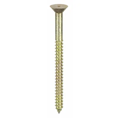 OEM Flat-Head Screw Anchors, 1/4 in Dia, Steel, Zinc Yellow, 100 PK