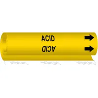Pipe Marker: Acid, Yellow, Black, Fits 1/2 to 1 3/8 in Pipe O.D., 1 Pipe Markers, With Arrows (MPN 5624-O)