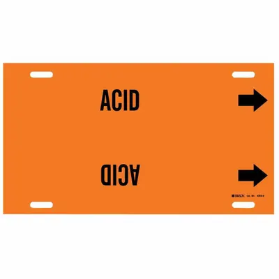 BRADY Pipe Marker: Acid, Orange, Black, Fits 10 to 15 in Pipe O.D., 1 Pipe Markers - Acid Snap-On Pipe Markers