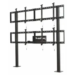 Steel tilting wall mount for flat-panel screens 46 to 60 inches, supporting up to 147 lb. Provides 15° downward tilt to reduce glare. Powder-coated black finish. Includes display adaptors and mounting hardware.