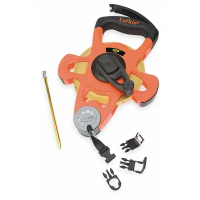 CRESCENT LUFKIN Long Tape Measure: Manual, PSFE100, SAE/Engineers Scale, 100 ft, 1/8 in - Open-Reel Long Tape Measures