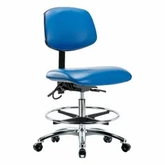 Vinyl ESD Task Chair, Armless, Blue, 18 1/2 in Seat Width, 17 in Seat Depth, Height Range 21 1/2 in to 29 in