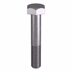 Steel Grade B7 heavy hex bolt with plain finish, 1/2"-13 thread size, 3 in length, and 1 1/4 in minimum thread length. Meets ASTM A193 material quality standards. Used for high-strength structural bolting in flanges, pressure vessels, and heavy machinery. Sold in a 10-pack, nut not included.