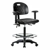 Ergonomic Chair: Polyurethane, Arms Included, Ht Range 24 1/4 in to 34 in, 18 in Seat Wd, Adj, Black (MPN BR-HPHBCH-RG-T0-A1-CF-RC-BLK)