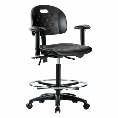 OEM Ergonomic Chair: Polyurethane, Arms Included, Ht Range 24 1/4 in to 34 in - Polyurethane Lab Chairs