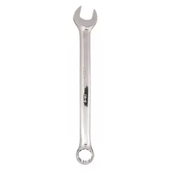 This SAE 12-point combination wrench features a 5/8 in head size and an 8 1/4 in overall length with an offset design. The chrome finish provides corrosion resistance. It is used for tightening or loosening fasteners in general mechanical applications.