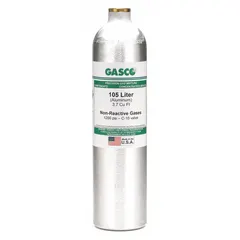Calibration gas mixture of 1,200 ppm carbon dioxide in nitrogen, with +/-2% accuracy. Supplied in a 105 L cylinder for use with portable gas detectors. Used to verify and adjust sensor response in industrial safety applications such as confined-space entry and plant maintenance.