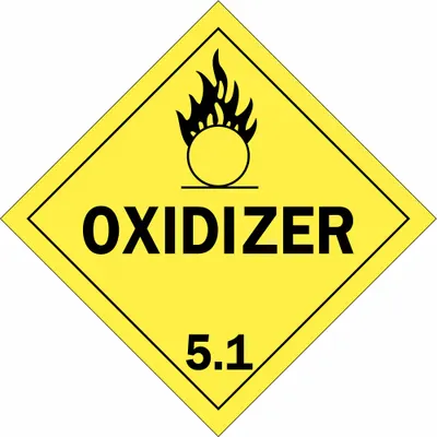 BRADY Container Placard: OXIDIZER/5.1, 10 3/4 in x 10 3/4 in, 10 3/4 in Label Ht - Class 5: Oxidizing Agents & Organic Peroxides