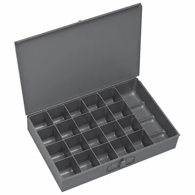 DURHAM MFG Large Compartmented Box, 21 Compartments, Gray, Piano - Large Compartmented Boxes