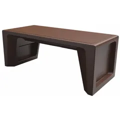 Floor-mount bench with two seats, constructed with a brown polyethylene seat material. Seat height is 18 inches. Suitable for commercial or industrial waiting areas, break rooms, or locker rooms where durable, easy-to-clean seating is required.