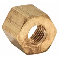 This compression fitting is made of low-lead brass and features a standard sleeve design for 3/8 in OD tubing. It is used to create leak-tight connections in industrial plumbing, instrumentation, and pneumatic systems. The brass construction provides corrosion resistance and secure sealing