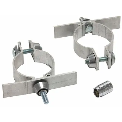 TAPCO Sign Mounting Brackets Kit: 2 3/8 in Round, Clamp-On, Aluminum, Unfinished - Single-Sided Clamp-On Sign Brackets