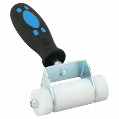 Solid plastic roller carpet seam roller with a 3-1/2 in width. Used to press carpet seams flat during installation, ensuring a tight bond between carpet pieces. Overall length 7 in.